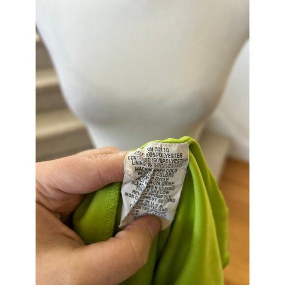 Vintage Y2K Sangria Green Block Print Floral Sleeveless Slip Dress Fairy Goddess - Picture 7 of 8